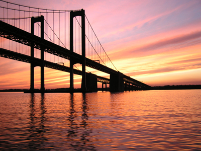 The sun sets over the Delaware Memorial Bridge. Photo by DRBC.